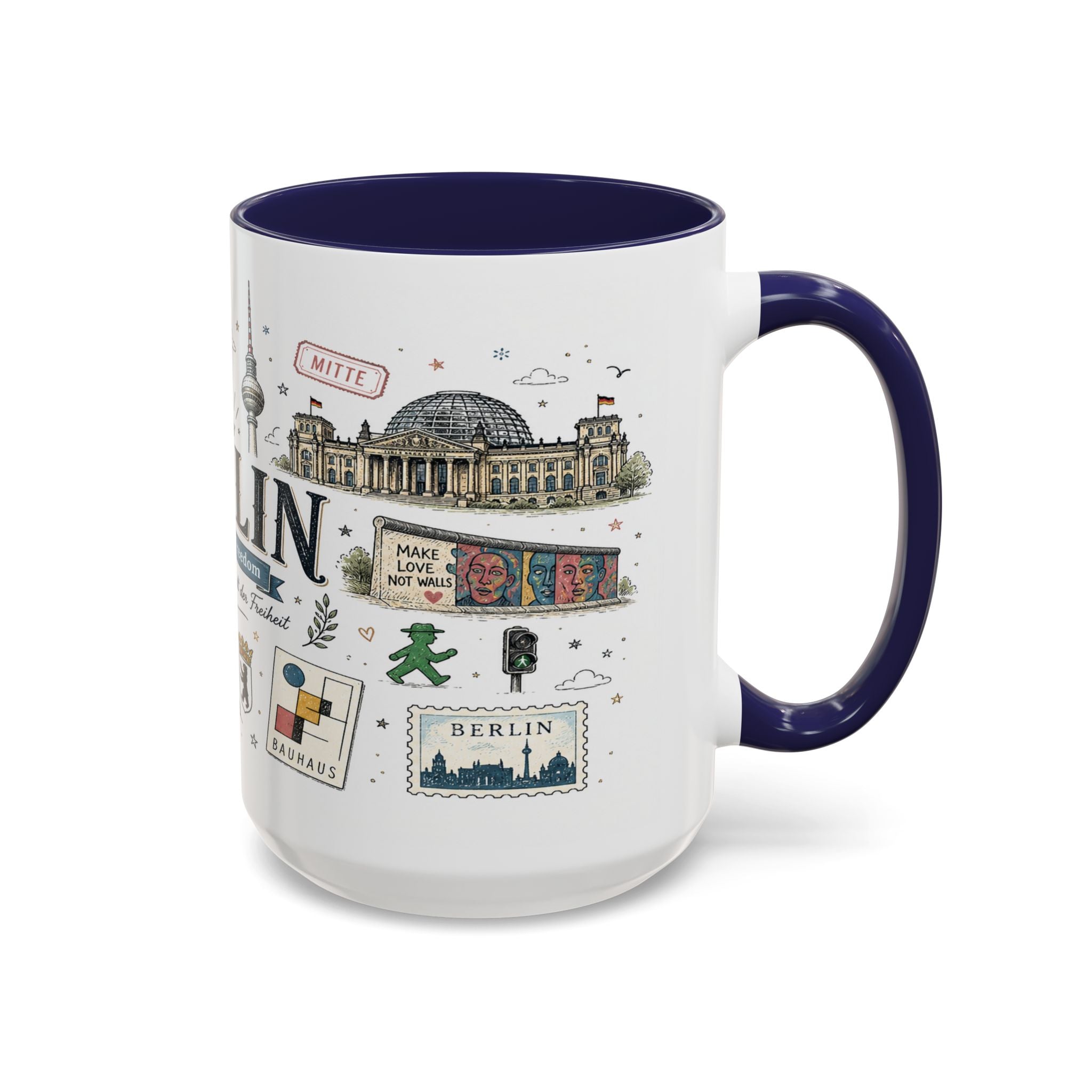 Berlin Coffee Mug | Germany Souvenir Travel Gift | Accent Color Ceramic 11oz 15oz