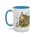 Bibury Illustrated Travel Mug | England Souvenir Accent Coffee Mug | 11oz 15oz Ceramic Cup