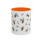 Maine White Pine Cone and Tassel Mug, State Flower Floral Coffee Cup, 11oz Botanical Gift