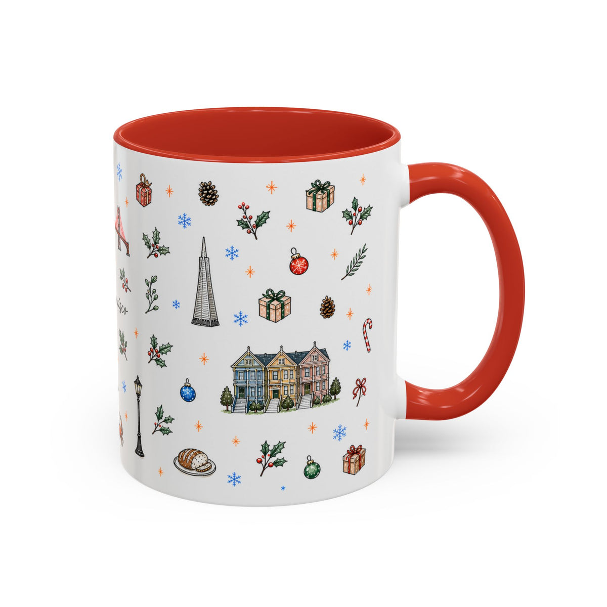 San Francisco Christmas Mug | Watercolor City Souvenir | Ceramic Coffee Cup
