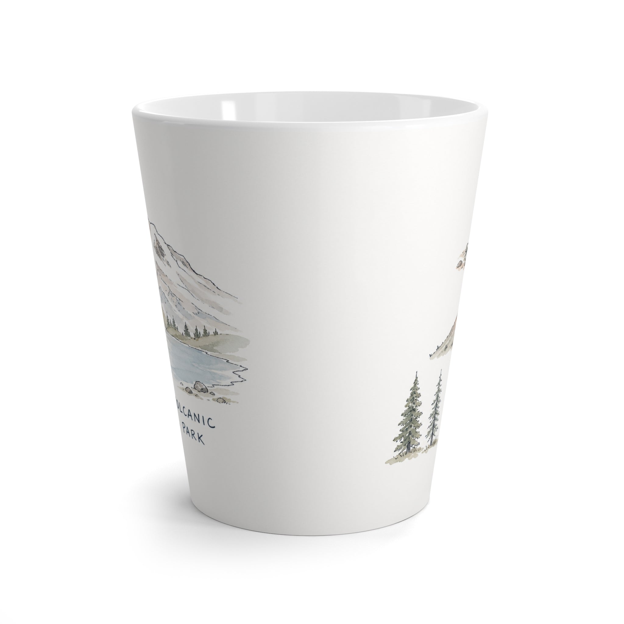 Lassen Volcanic National Park Latte Mug | Pastel Watercolor Nature Coffee Cup | 12 oz Travel Souvenir Gift