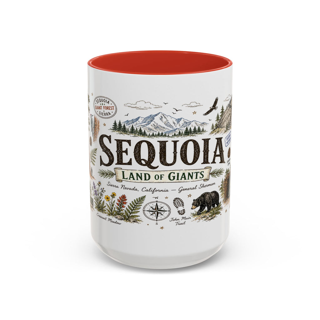 Sequoia Coffee Mug | National Park Hiking California Gift | Accent Color Ceramic 11oz 15oz