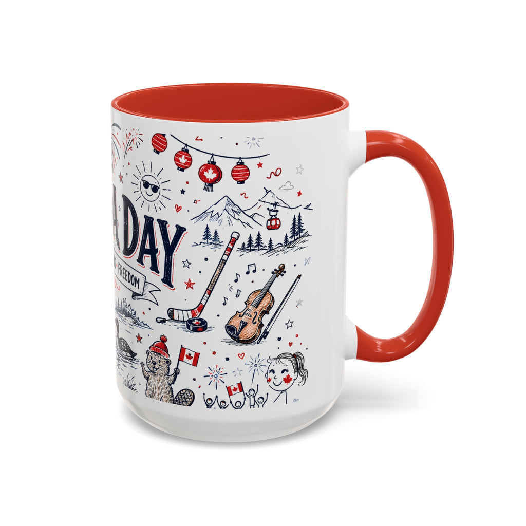 Canada Day Coffee Mug | Canadian Pride Gift | Accent Color Ceramic 11oz 15oz