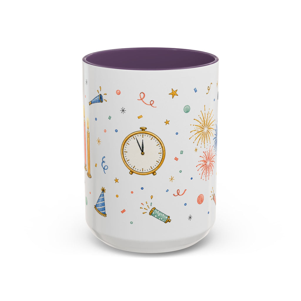New Year Midnight Mug | Candle Firework Watercolor Party Gift | Accent Cup 11oz 15oz
