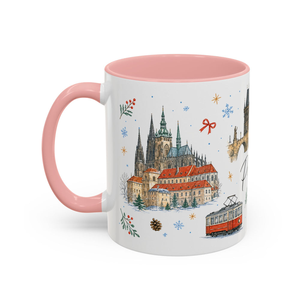 Prague Christmas Mug | Watercolor Travel Souvenir | Holiday Gift | Accent Ceramic Coffee Cup 11oz 15oz