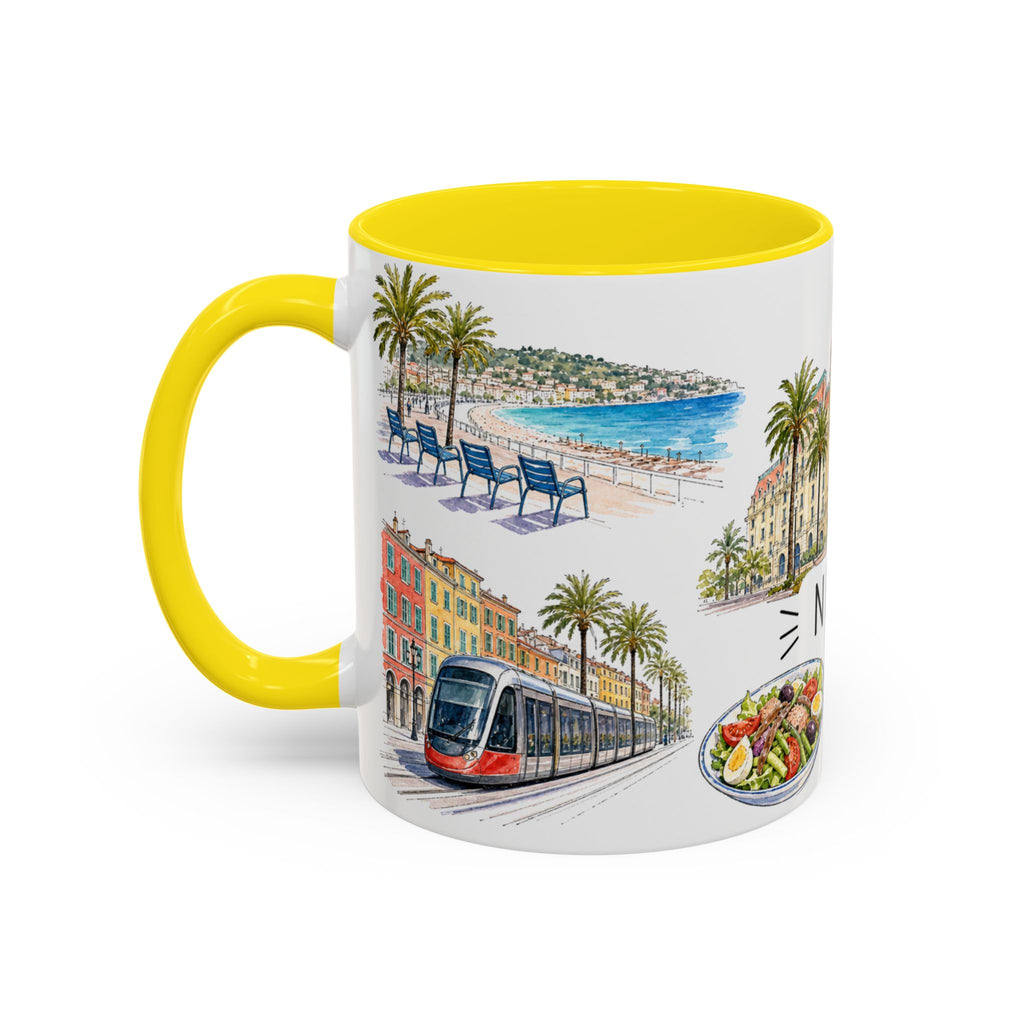 Nice Illustrated Travel Mug | City Souvenir Accent Coffee Mug | 11oz 15oz Ceramic Cup