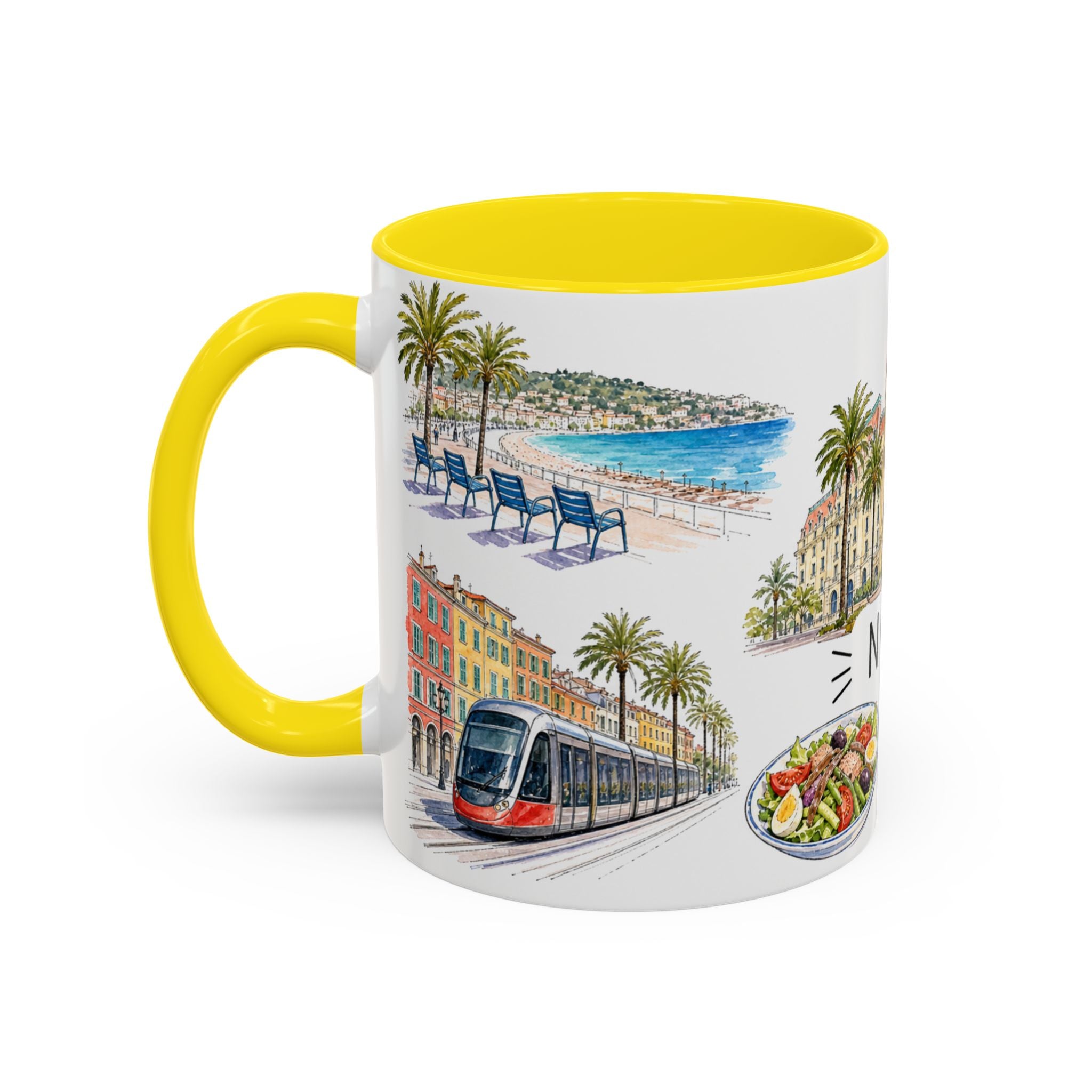 Nice Illustrated Travel Mug | City Souvenir Accent Coffee Mug | 11oz 15oz Ceramic Cup