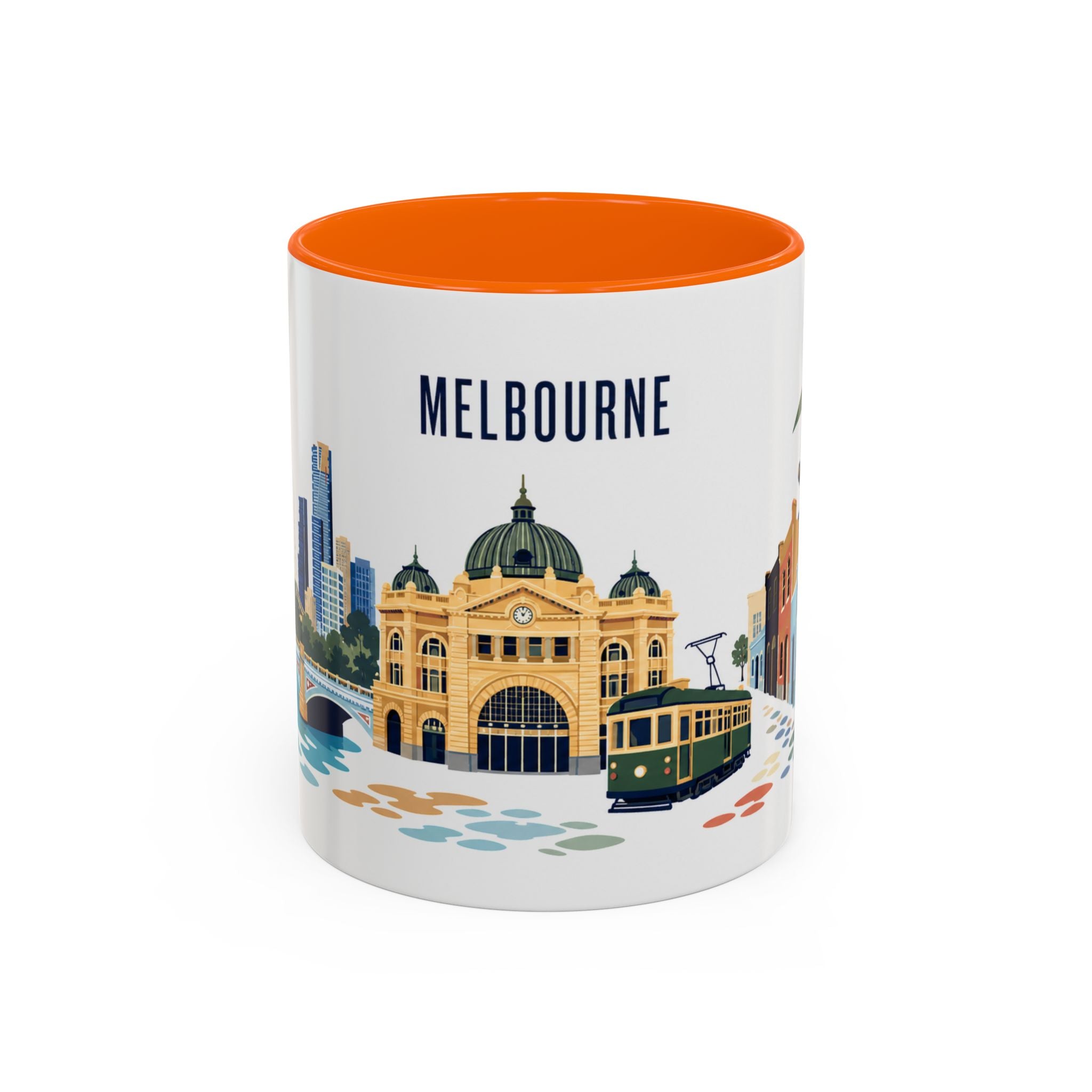 Melbourne Coffee Mug | Australia Travel Souvenir | Porcelain Decal City Gift | 11oz 15oz Accent Mug