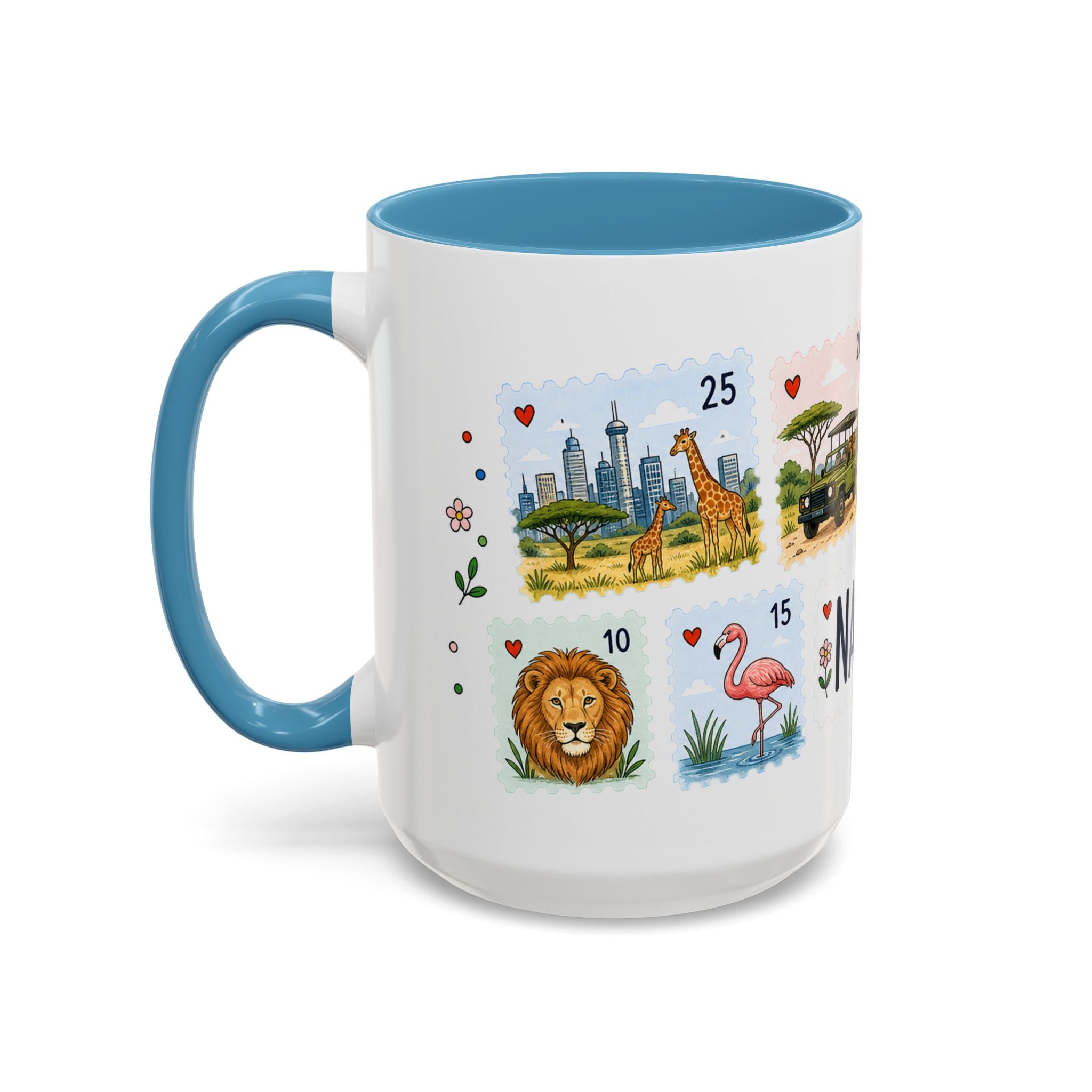 Nairobi Coffee Mug | Postage Stamp Collage Mug | Travel Souvenir Accent Cup 11oz 15oz