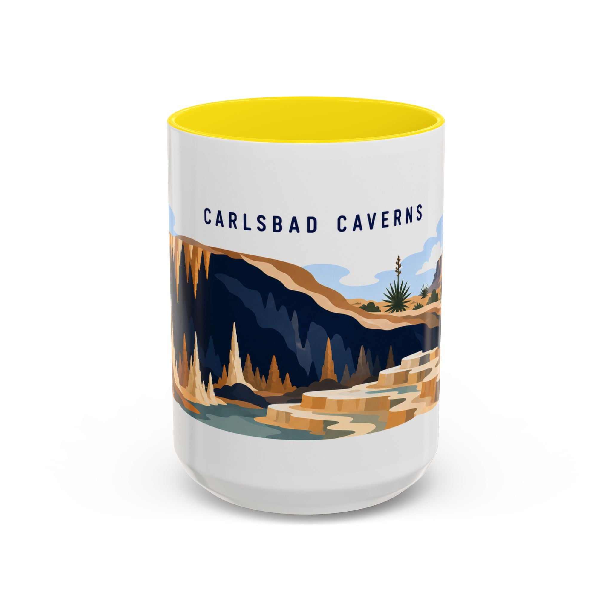 Carlsbad Caverns National Park Coffee Mug | Solid Color Block Park Souvenir | 11oz 15oz Accent Mug