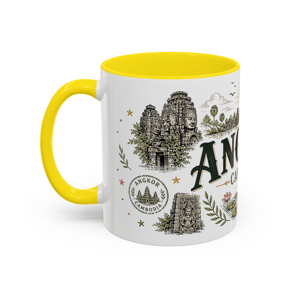 Angkor Coffee Mug | Travel Destination Souvenir Gift | Accent Color Ceramic 11oz 15oz