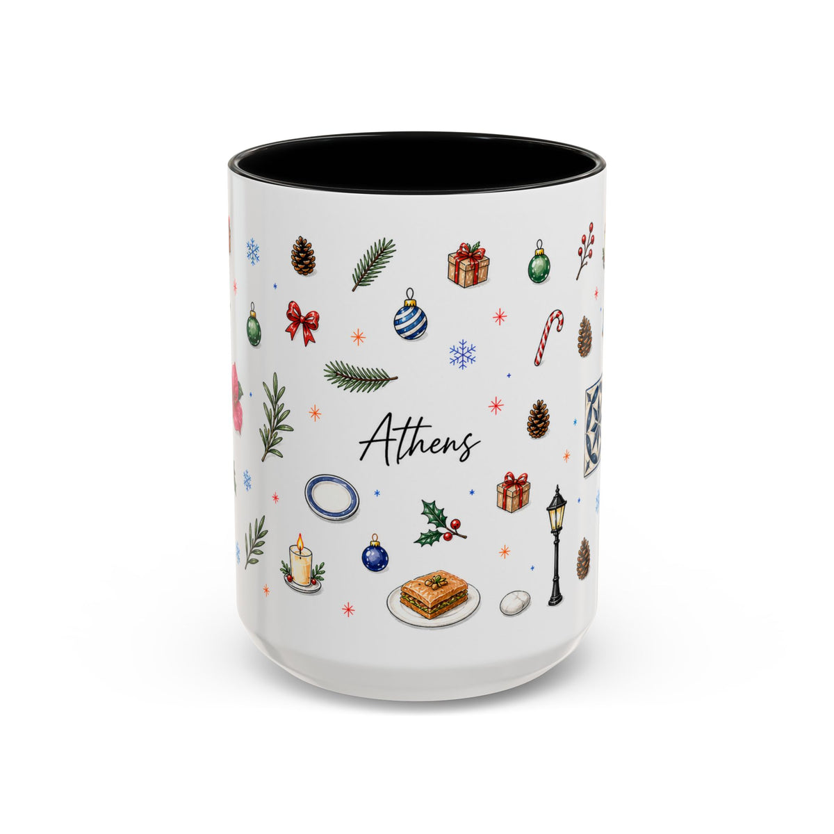 Athens Christmas Mug | Watercolor City Souvenir, Travel Gift (11oz/15oz)