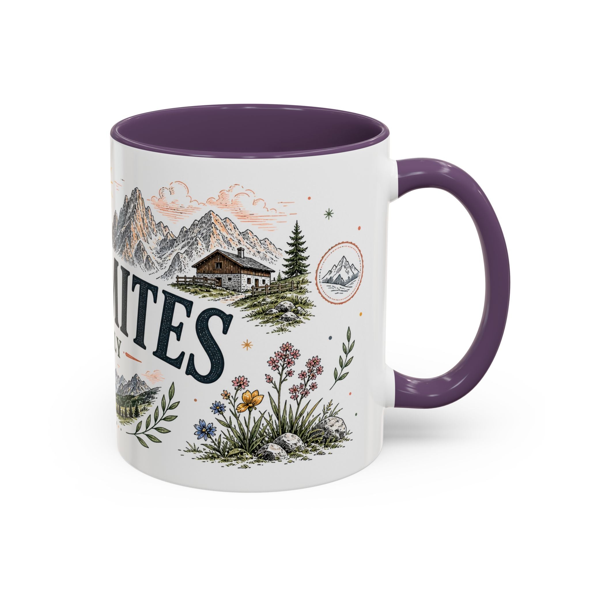 Dolomites Coffee Mug | Travel Destination Souvenir Gift | Accent Color Ceramic 11oz 15oz