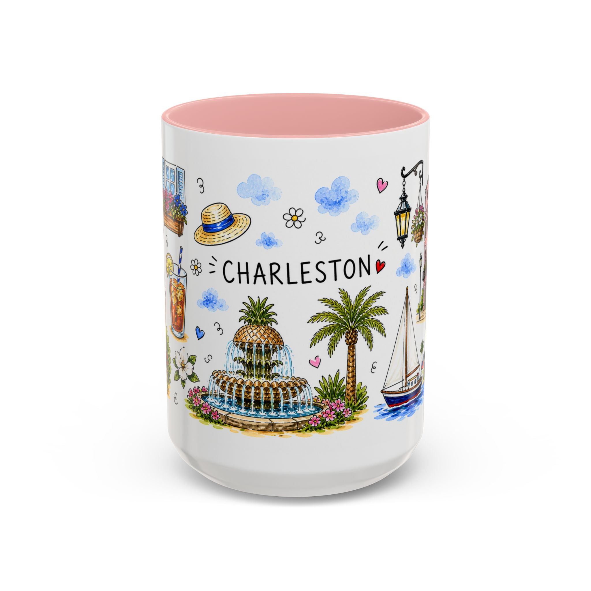 Charleston Illustrated Travel Mug | City Souvenir Accent Coffee Mug | 11oz 15oz Ceramic Cup