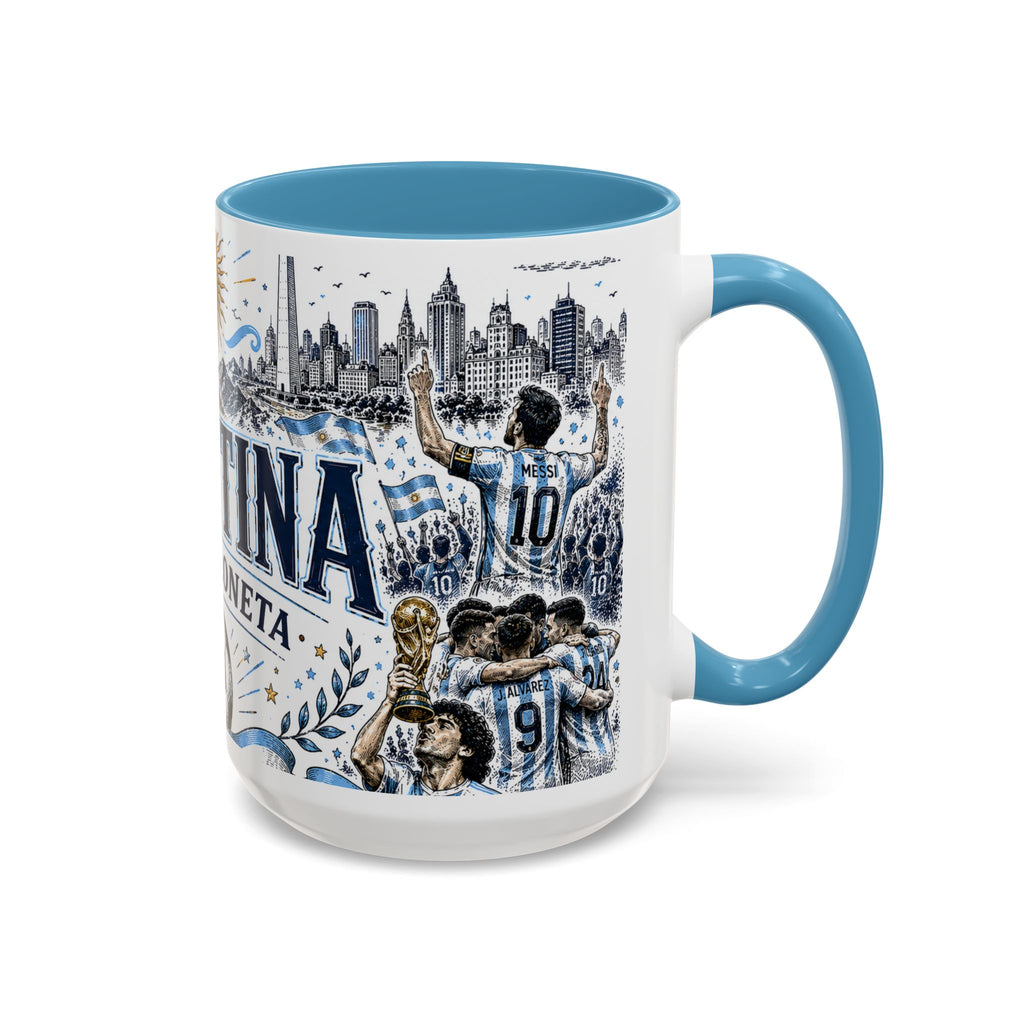 Argentina Soccer Coffee Mug | Soccer Fan Gift | Accent Color Ceramic 11oz 15oz Match Day Cup