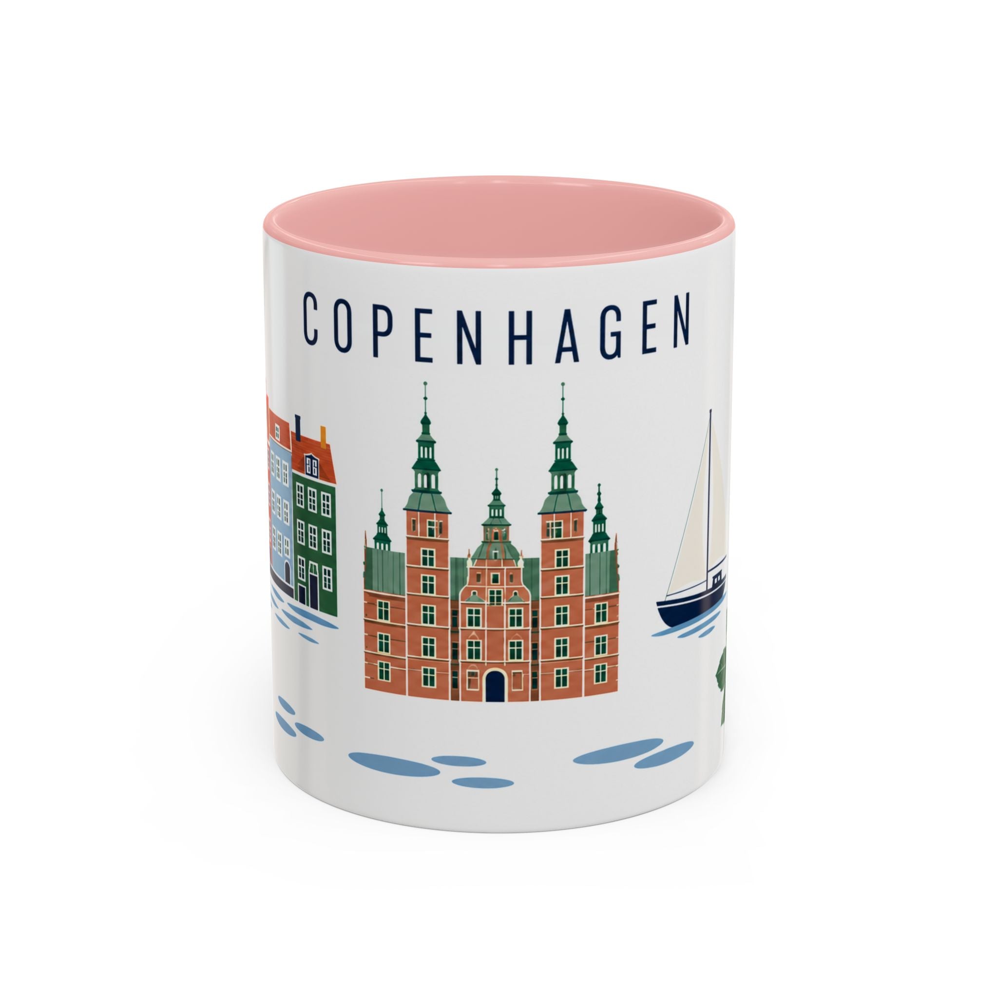 Copenhagen Coffee Mug | Denmark Travel Souvenir | Porcelain Decal City Gift | 11oz 15oz Accent Mug