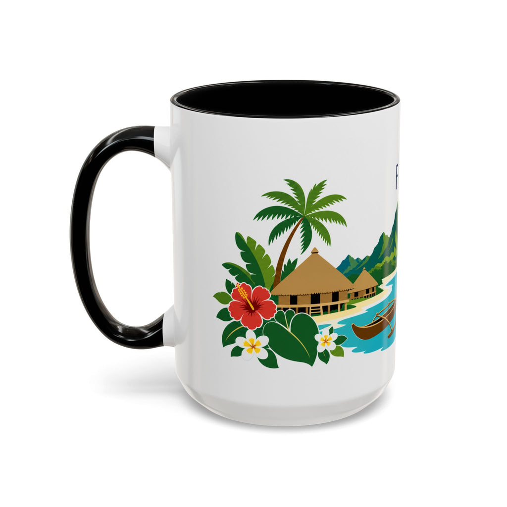 Fiji Coffee Mug | Travel Destination Souvenir Gift | Accent Color Ceramic 11oz 15oz