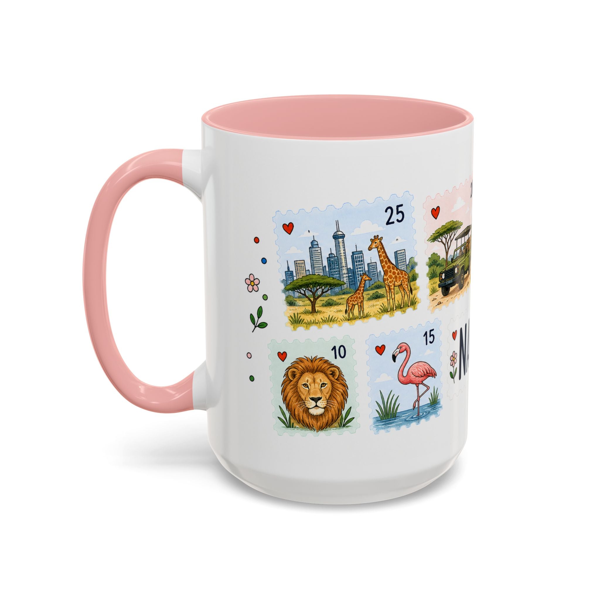 Nairobi Coffee Mug | Postage Stamp Collage Mug | Travel Souvenir Accent Cup 11oz 15oz