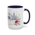 New York State Map Mug | Botanical Rose Accents, Long Distance Friendship Gift