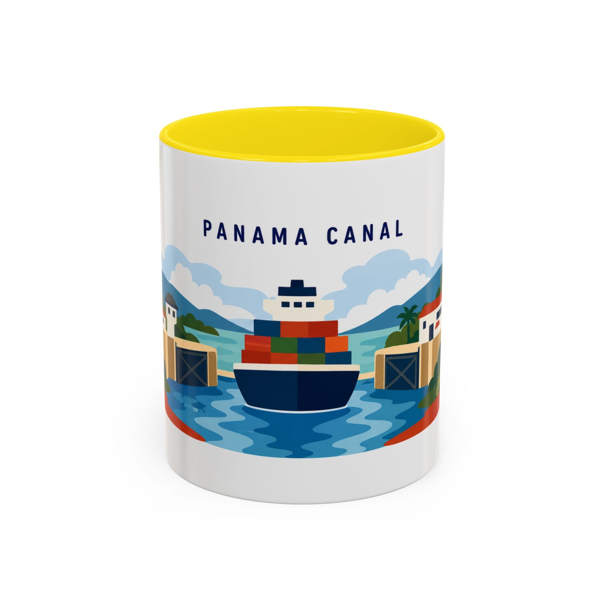 Panama Canal Coffee Mug | Travel Destination Souvenir Gift | Accent Color Ceramic 11oz 15oz
