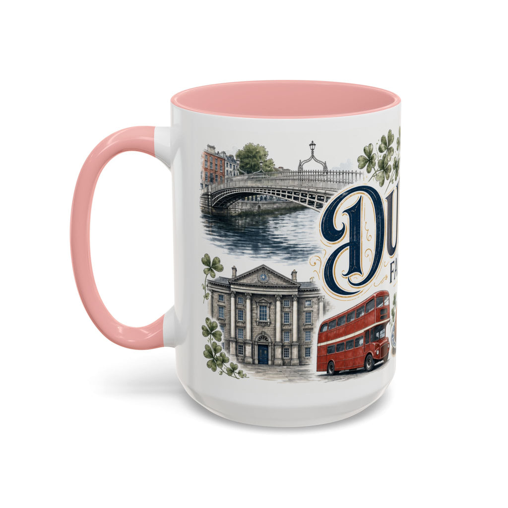 Dublin Coffee Mug | Ireland Travel Souvenir | Vintage Illustrated City Gift | 11 oz 15 oz Accent Mug