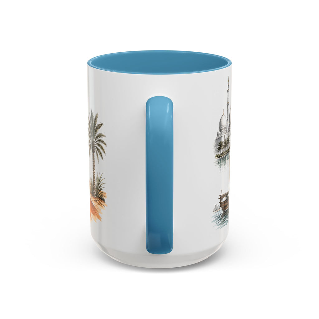 Abu Dhabi Coffee Mug | United Arab Emirates Travel Souvenir | Vintage Illustrated City Gift | 11 oz 15 oz Accent Mug
