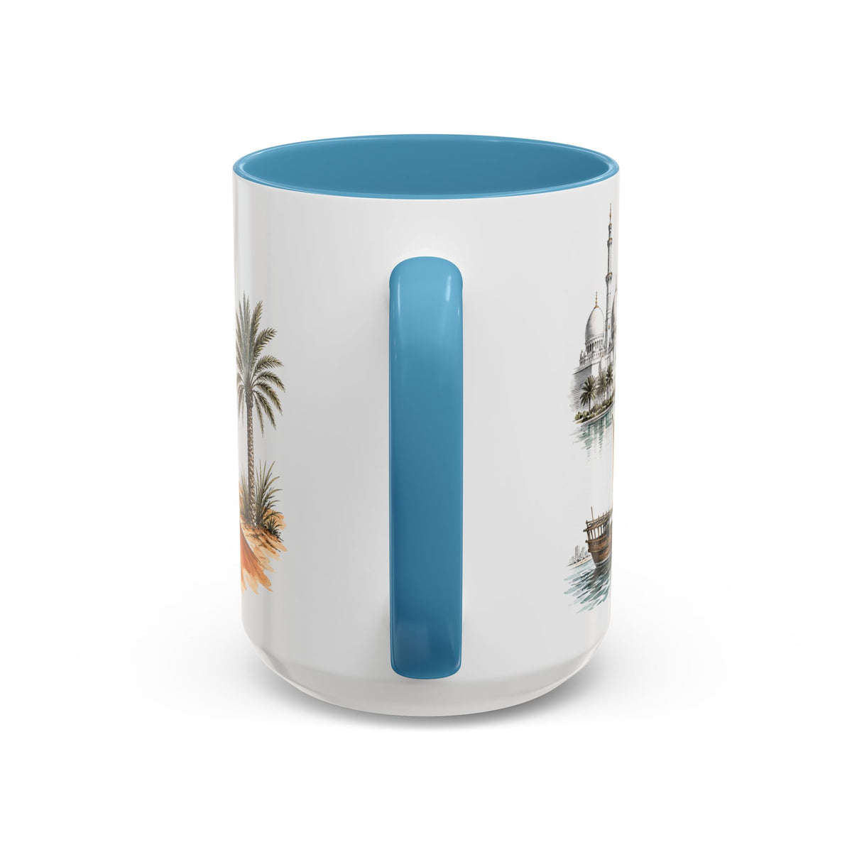 Abu Dhabi Coffee Mug | United Arab Emirates Travel Souvenir | Vintage Illustrated City Gift | 11 oz 15 oz Accent Mug