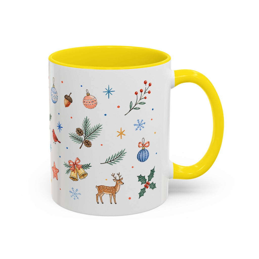 Woodland Christmas Mug | Deer Bird Watercolor Holiday Gift | Accent Cup 11oz 15oz