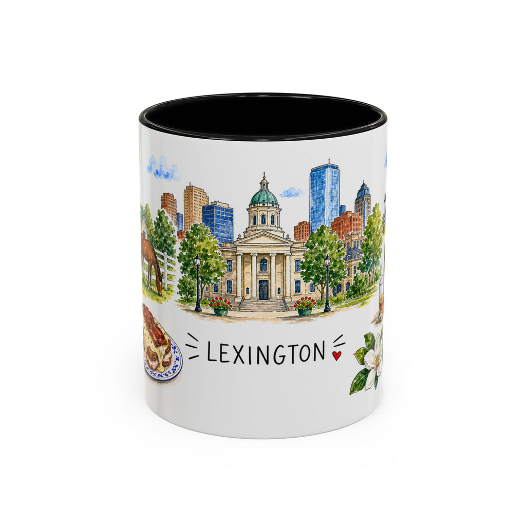 Lexington Illustrated Travel Mug | City Souvenir Accent Coffee Mug | 11oz 15oz Ceramic Cup