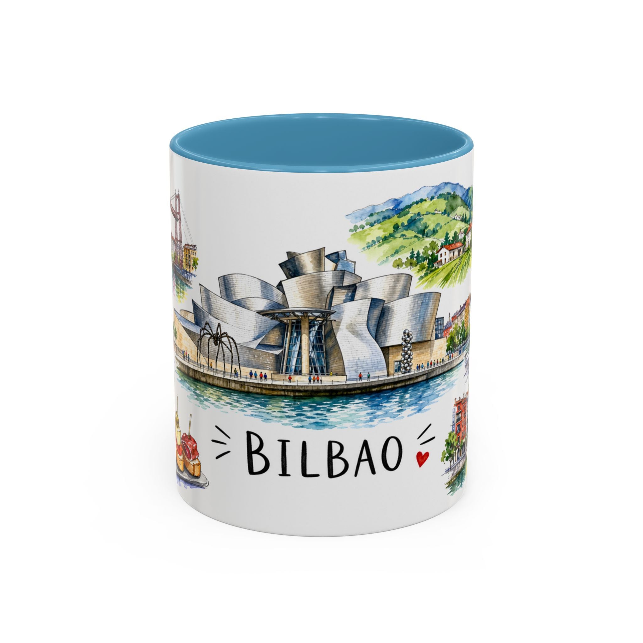 Bilbao Illustrated Travel Mug | City Souvenir Accent Coffee Mug | 11oz 15oz Ceramic Cup