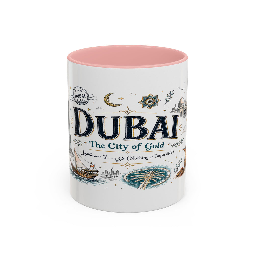Dubai Coffee Mug | UAE Souvenir Travel Gift | Accent Color Ceramic 11oz 15oz