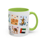 Dubai Coffee Mug | Postage Stamp Collage Mug | Travel Souvenir Accent Cup 11oz 15oz