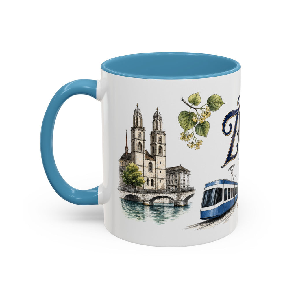 Zurich Coffee Mug | Switzerland Travel Souvenir | Vintage Illustrated City Gift | 11 oz 15 oz Accent Mug