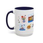 Copenhagen Coffee Mug | Postage Stamp Collage Mug | Travel Souvenir Accent Cup 11oz 15oz