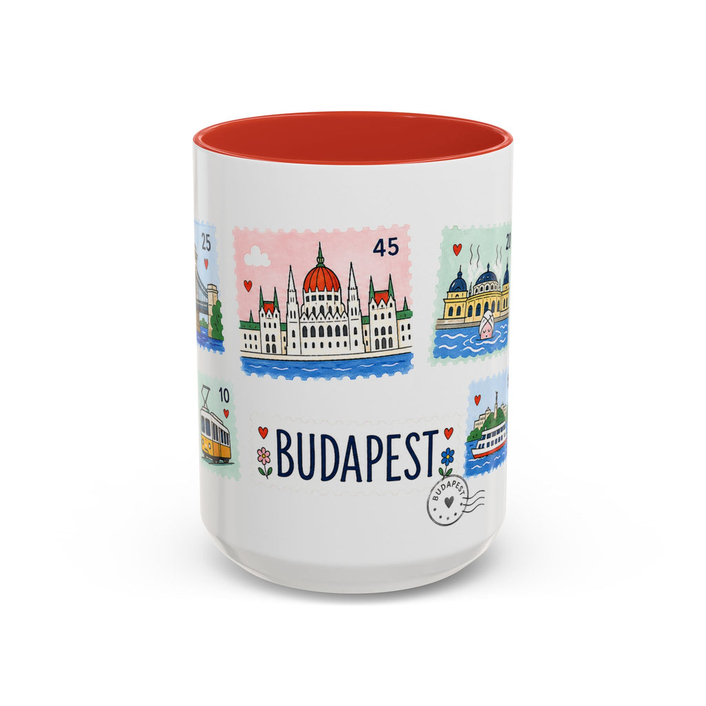 Budapest Coffee Mug | Postage Stamp Collage Mug | Travel Souvenir Accent Cup 11oz 15oz