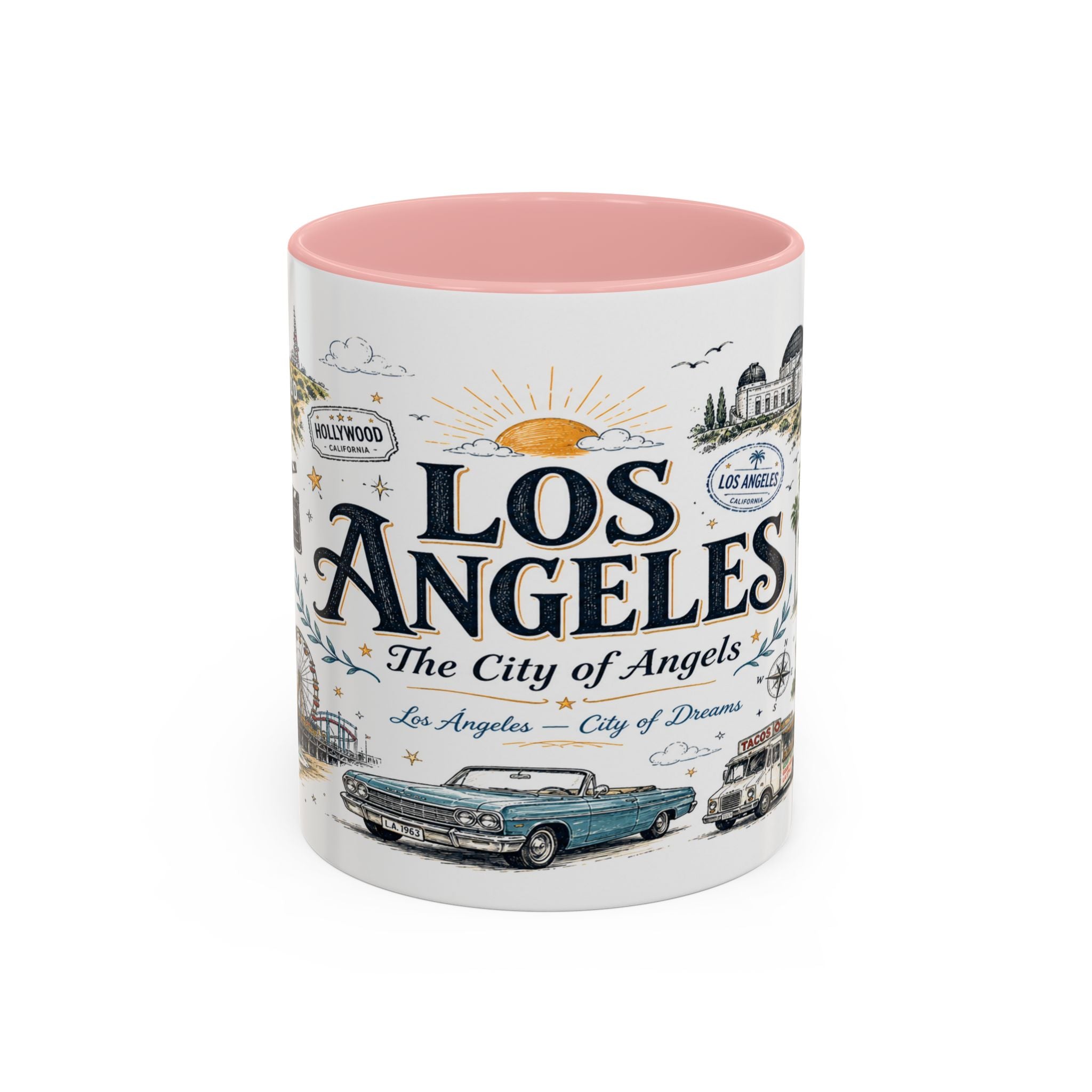 Los Angeles Coffee Mug | California Souvenir City Gift | Accent Color Ceramic 11oz 15oz