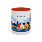 Bruges Coffee Mug | Travel Destination Souvenir Gift | Accent Color Ceramic 11oz 15oz
