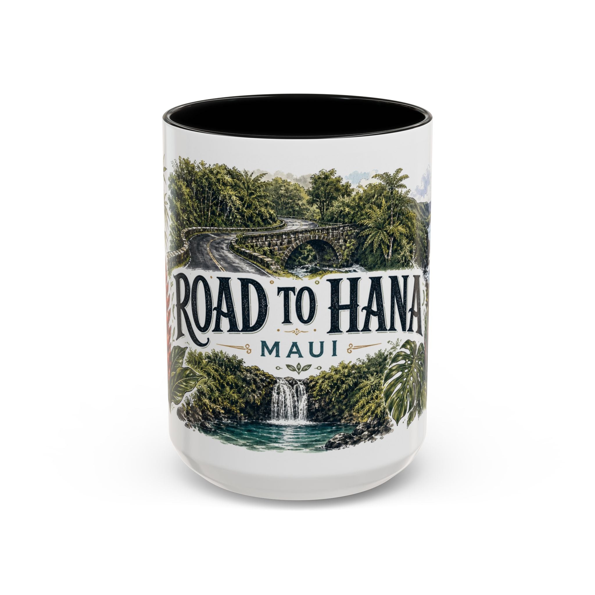 Road to Hana Mug, Maui Travel Souvenir, Bucket List Gift, Accent Ceramic Coffee Mug 11oz 15oz