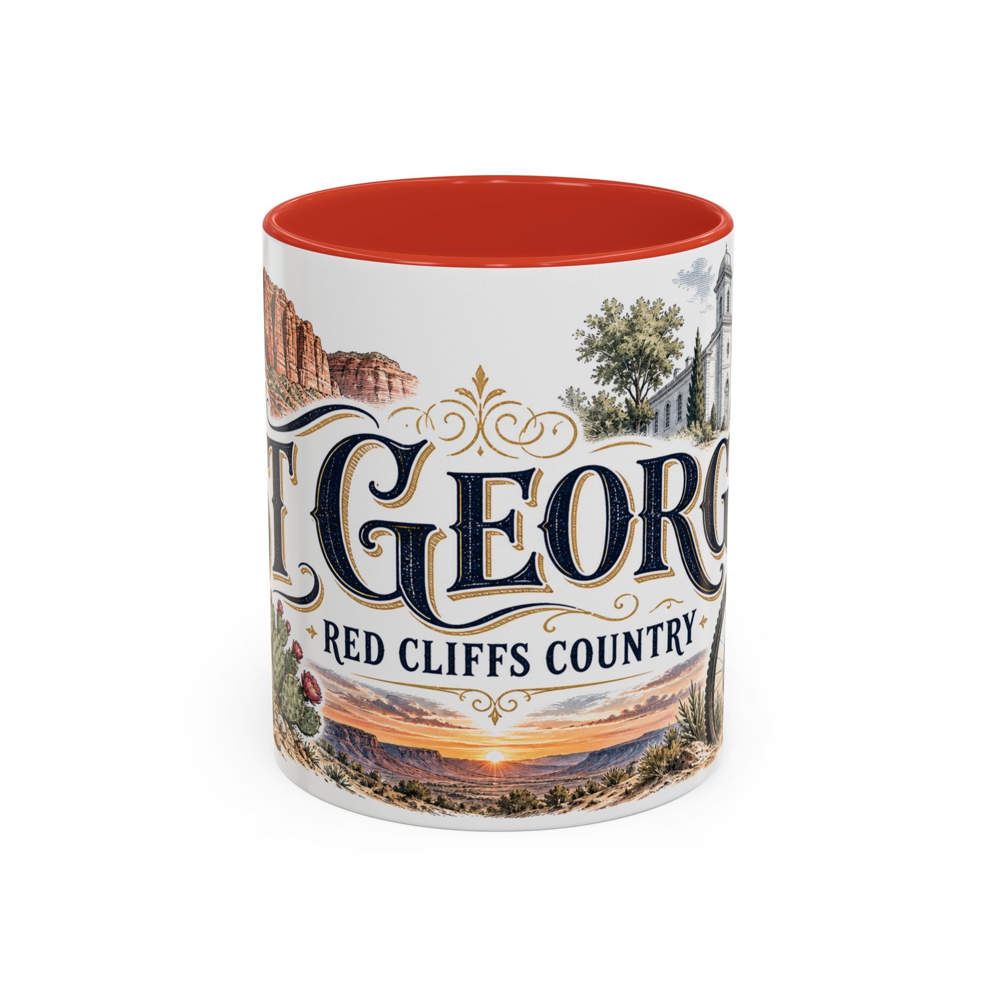 St George Coffee Mug | United States Travel Souvenir | Vintage Illustrated City Gift | 11 oz 15 oz Accent Mug
