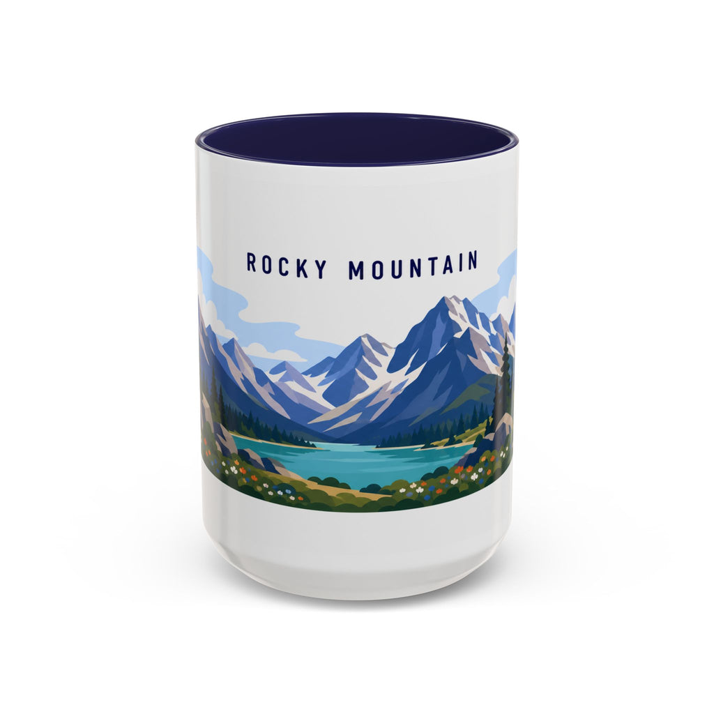 Rocky Mountain National Park Coffee Mug | Solid Color Block Park Souvenir | 11oz 15oz Accent Mug
