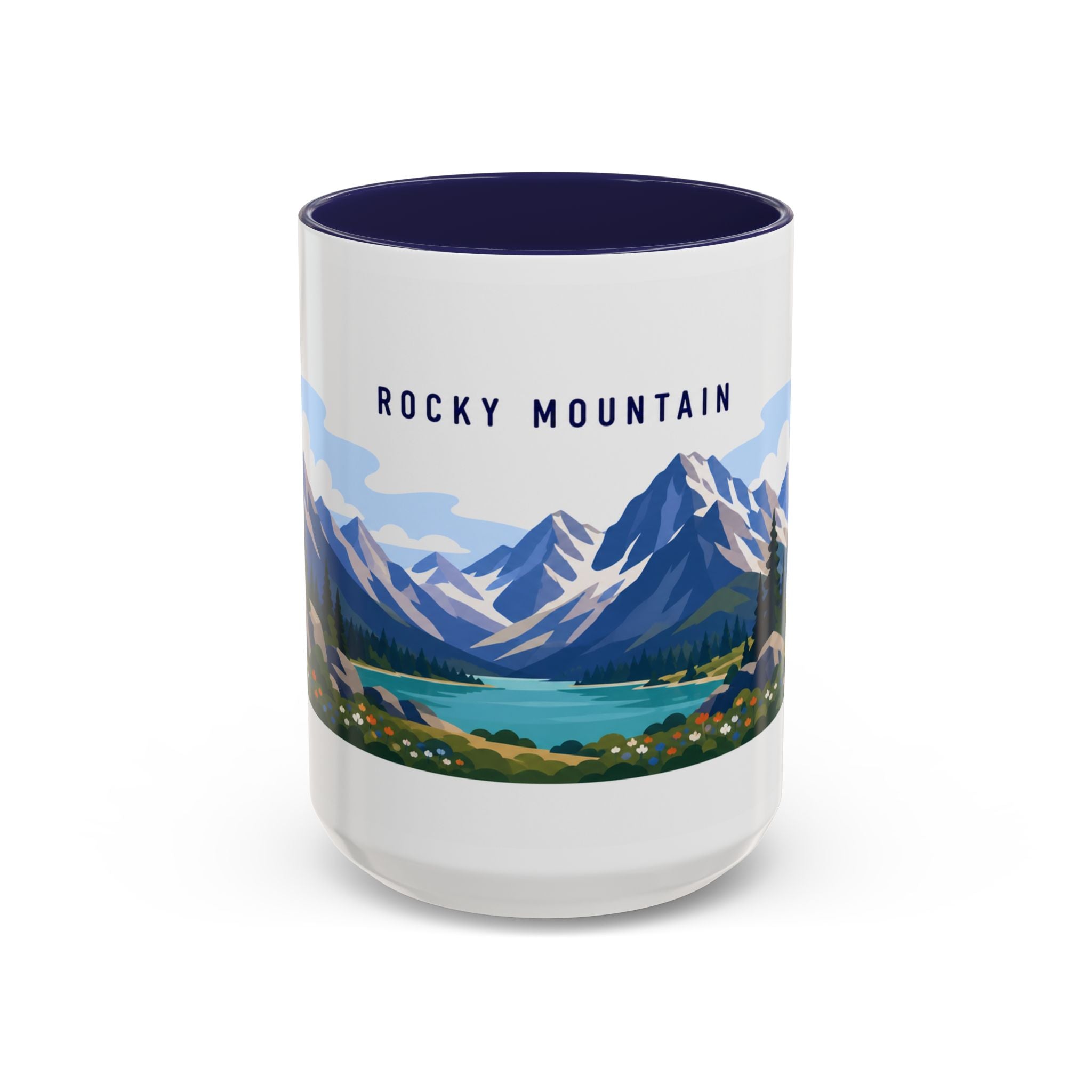 Rocky Mountain National Park Coffee Mug | Solid Color Block Park Souvenir | 11oz 15oz Accent Mug