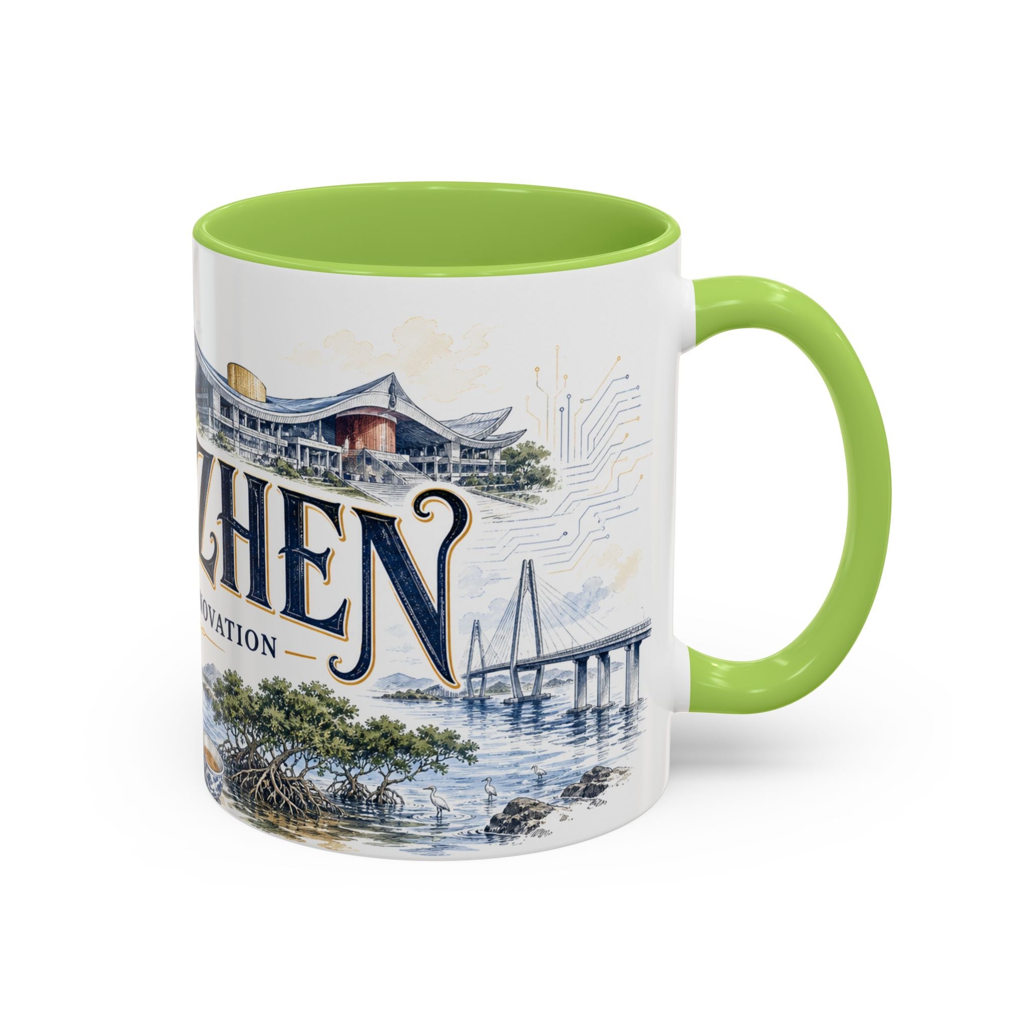 Shenzhen Coffee Mug | China Travel Souvenir | Vintage Illustrated City Gift | 11 oz 15 oz Accent Mug