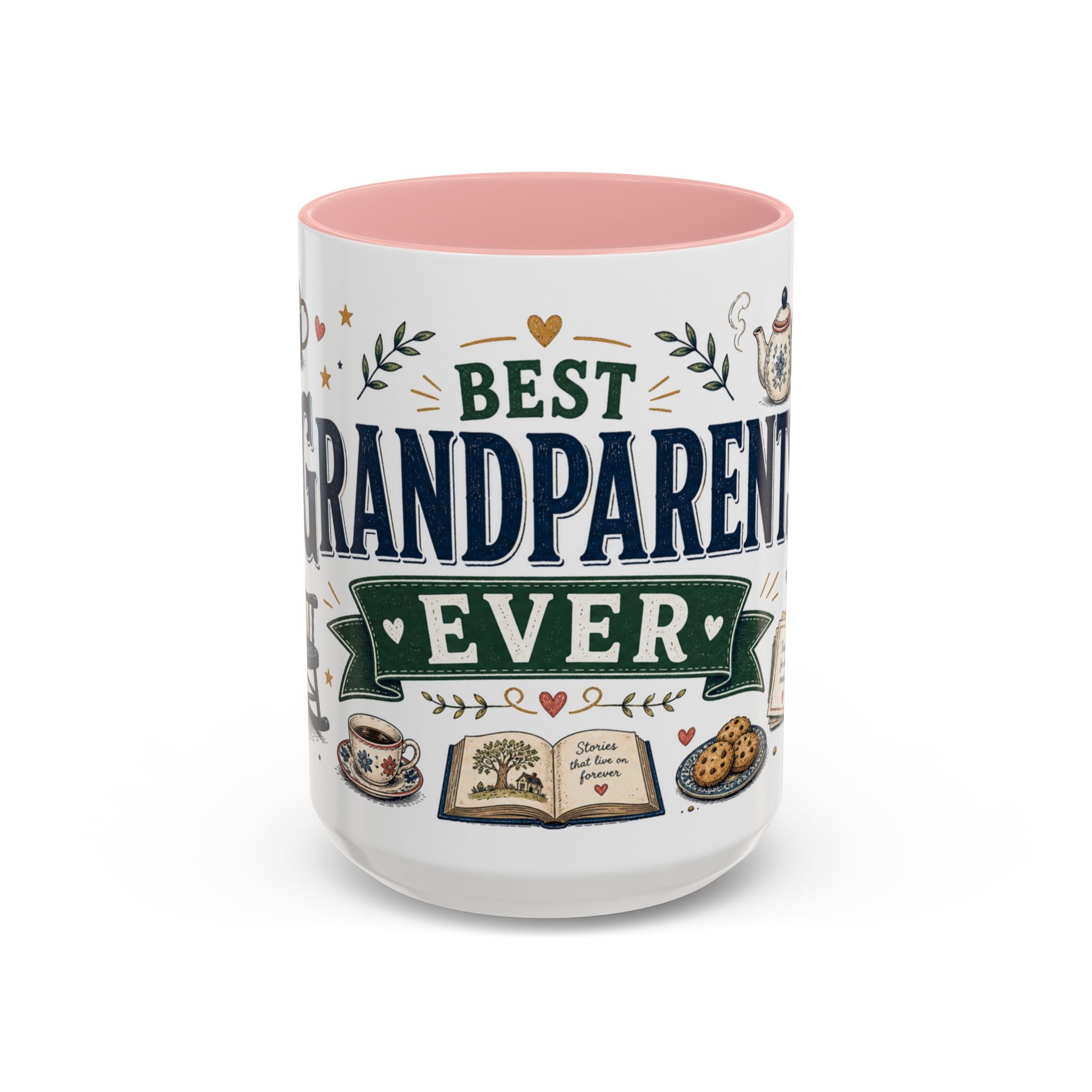 Best Grandparents Ever Coffee Mug | Gift From Grandkids | Accent Color Ceramic 11oz 15oz