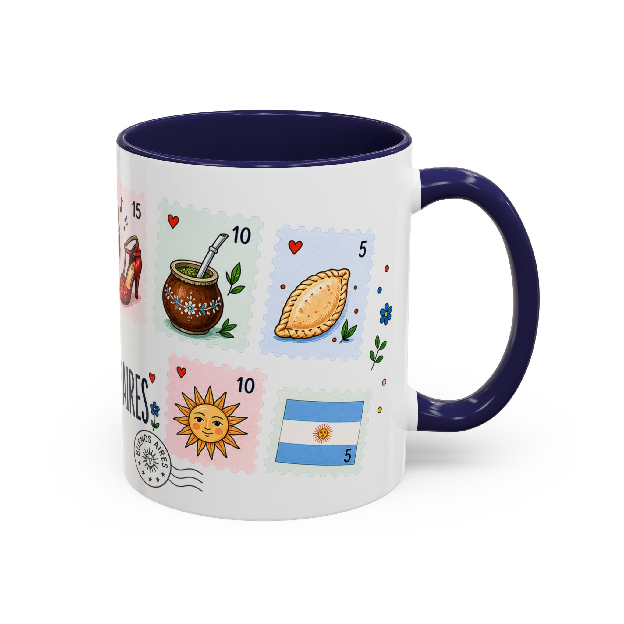 Buenos Aires Coffee Mug | Postage Stamp Collage Mug | Travel Souvenir Accent Cup 11oz 15oz
