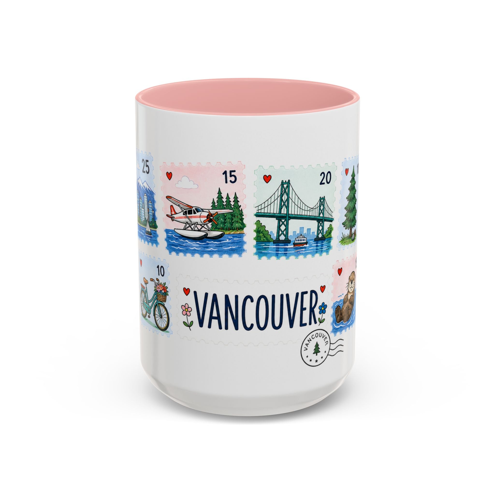 Vancouver Coffee Mug | Postage Stamp Collage Mug | Travel Souvenir Accent Cup 11oz 15oz