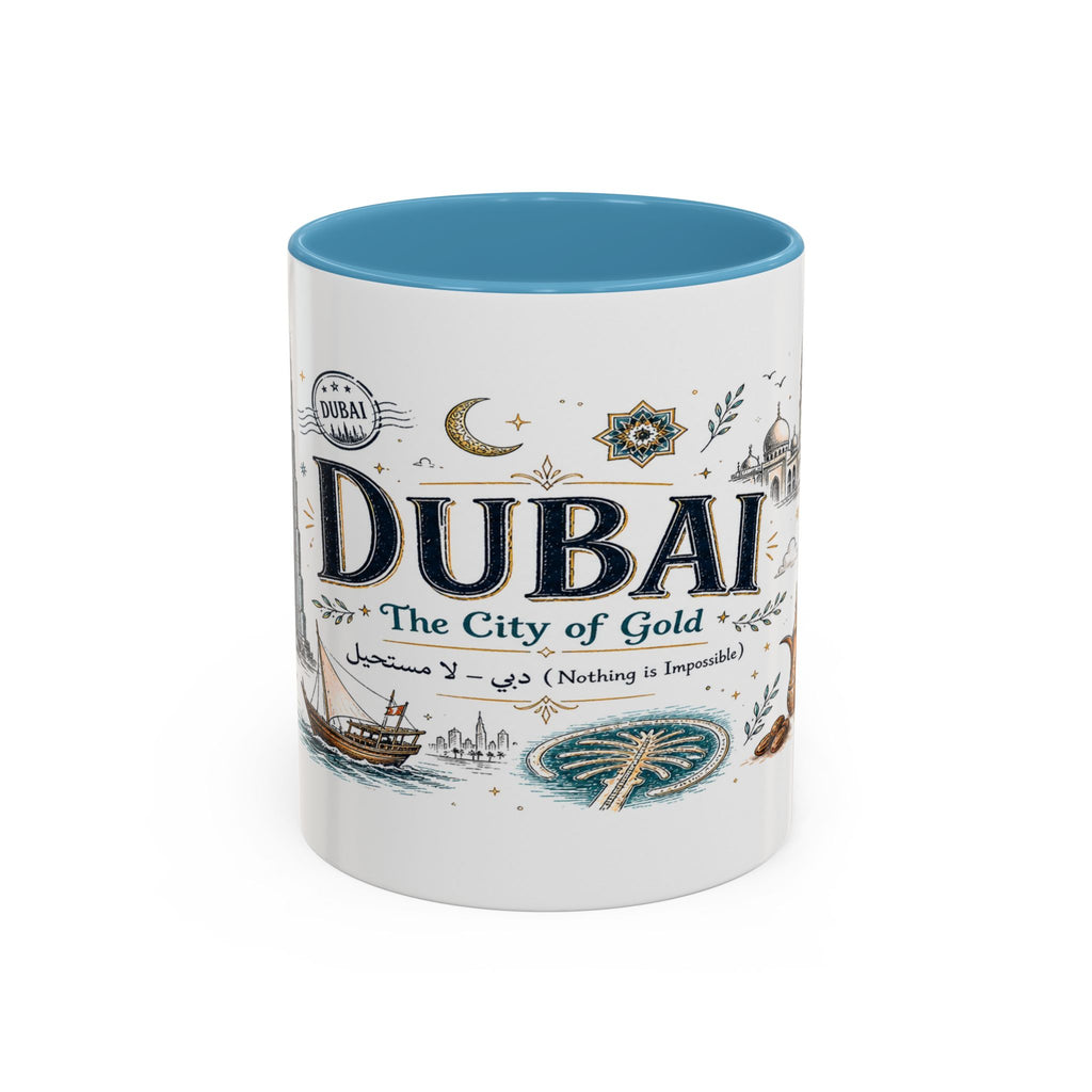 Dubai Coffee Mug | UAE Souvenir Travel Gift | Accent Color Ceramic 11oz 15oz
