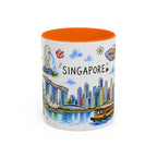 Singapore Illustrated Travel Mug | City Souvenir Accent Coffee Mug | 11oz 15oz Ceramic Cup