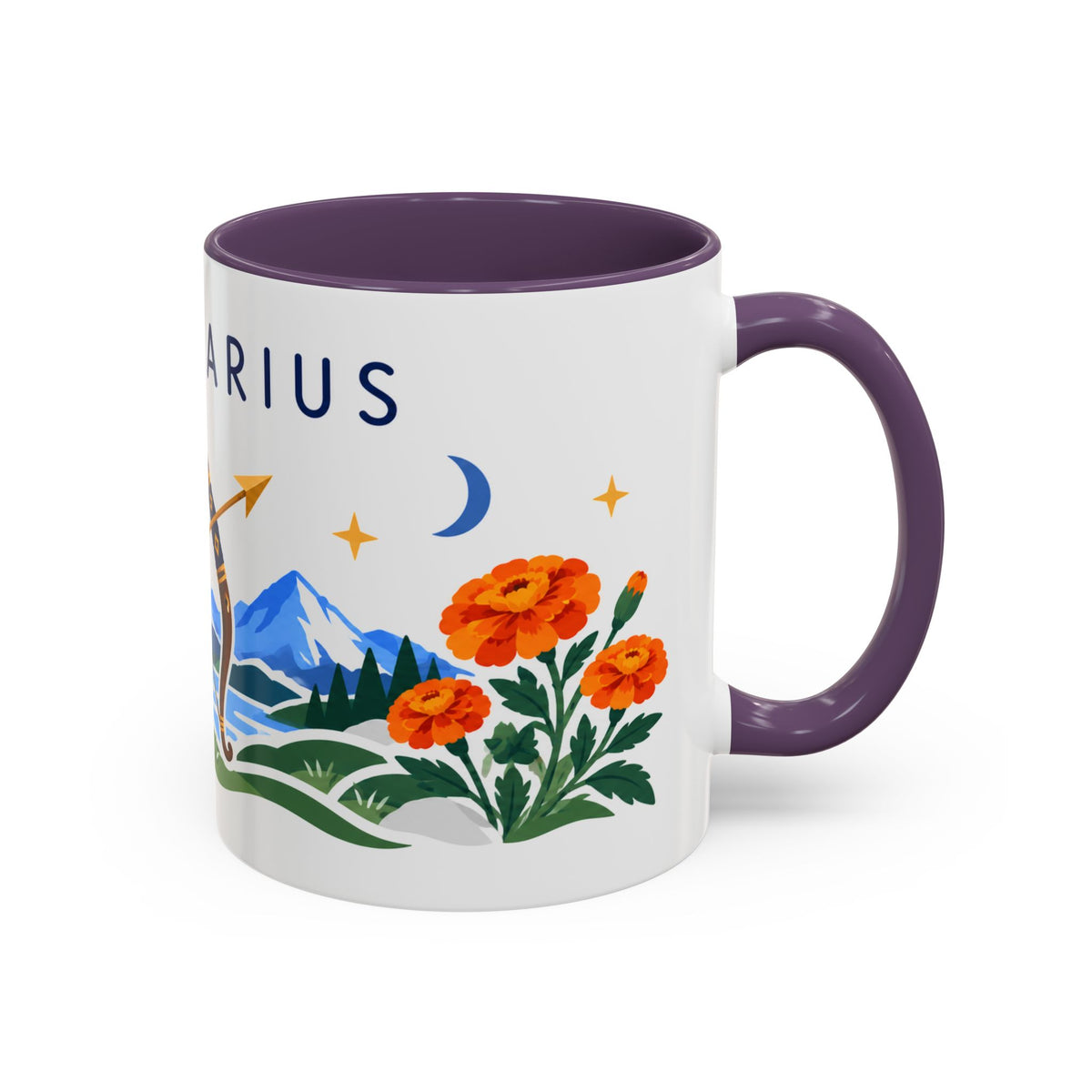 Sagittarius Zodiac Coffee Mug | Bow and Arrow Design | Astrology Birthday Gift | 11 oz 15 oz Ceramic Accent Mug