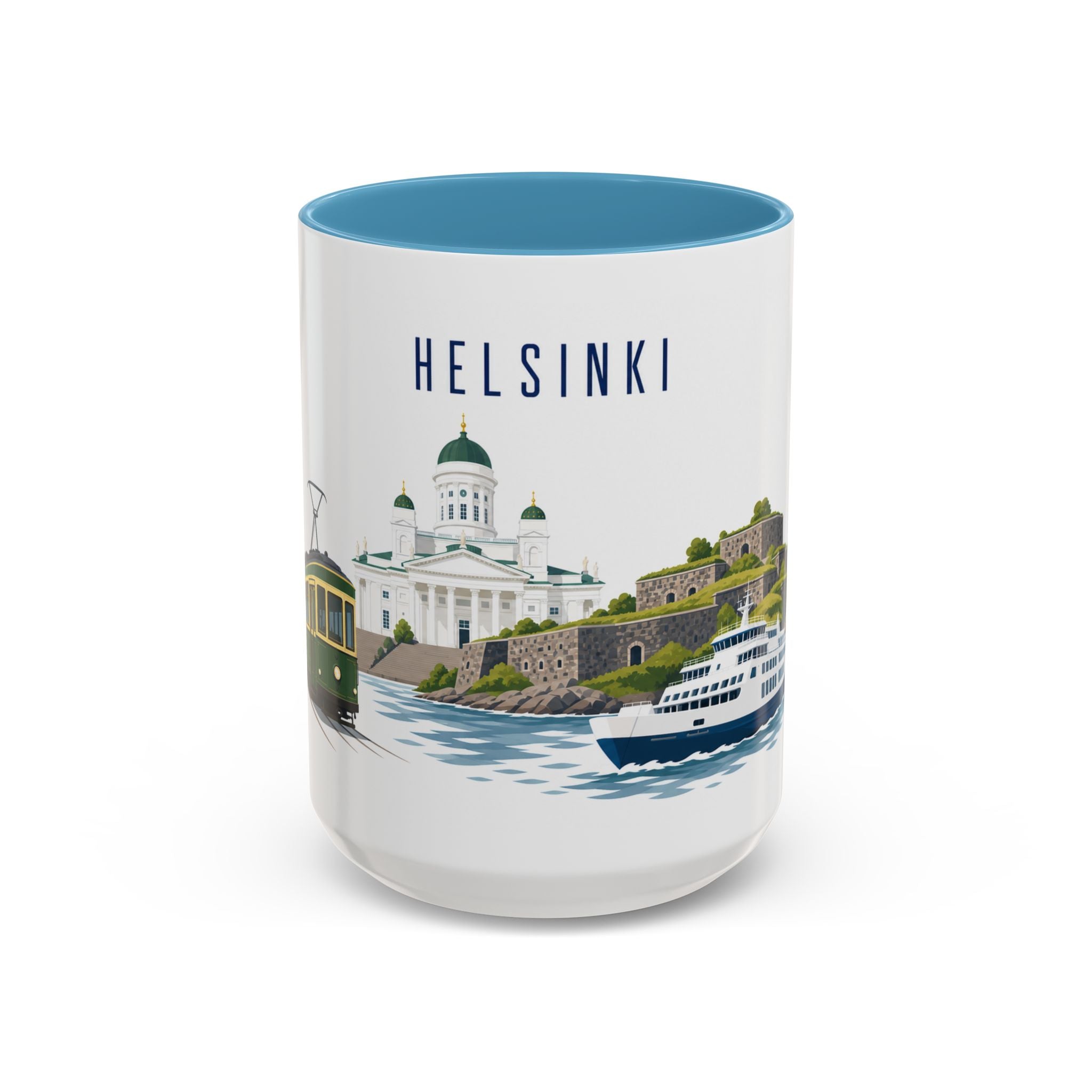 Helsinki Coffee Mug | Finland Travel Souvenir | Porcelain Decal City Gift | 11oz 15oz Accent Mug