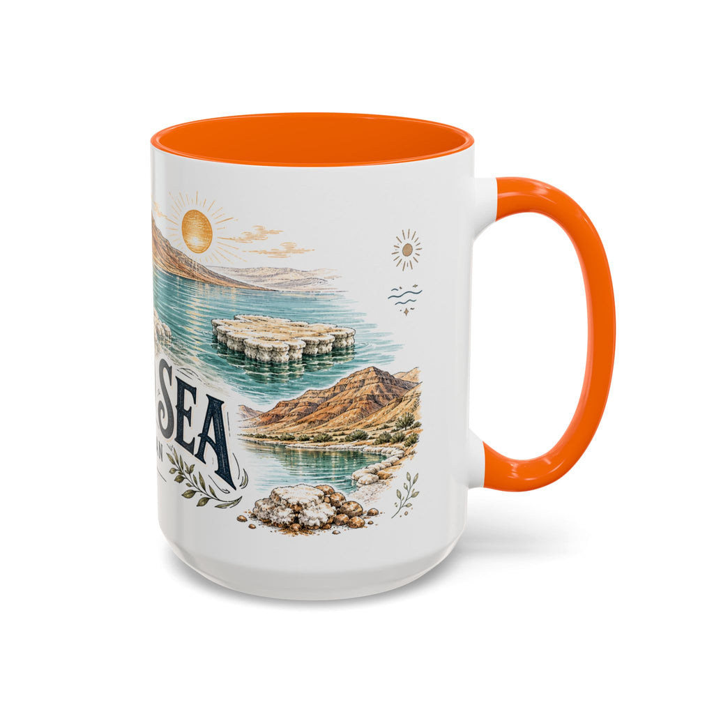 Dead Sea Mug, Jordan Travel Souvenir, Bucket List Gift, Accent Ceramic Coffee Mug 11oz 15oz